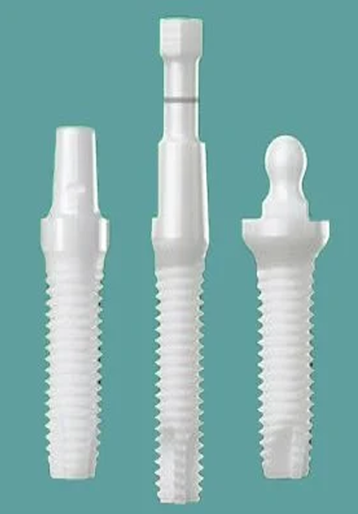 three ceramic dental implants